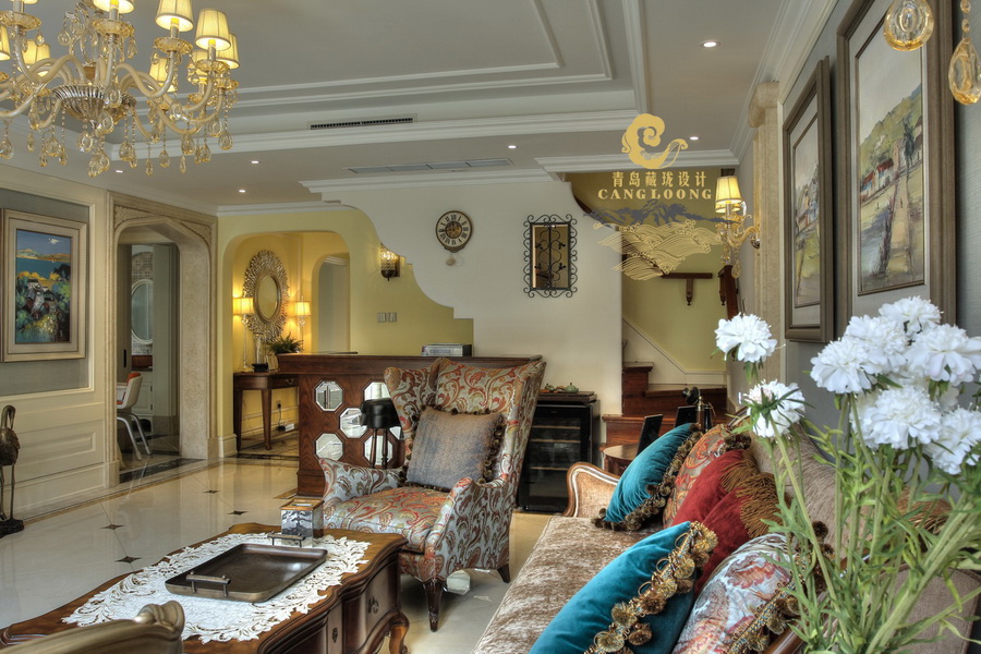 青岛印象山美式风格装修设计实景案例