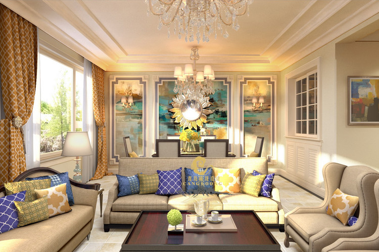 青岛临安府美式叠墅装修设计效果图-面朝大海春暖花开