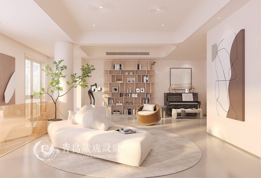 侘寂风青岛金茂墅别墅装修设计效果图