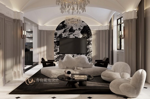 法式轻奢风格_香奈儿气质_青岛别墅装修设计