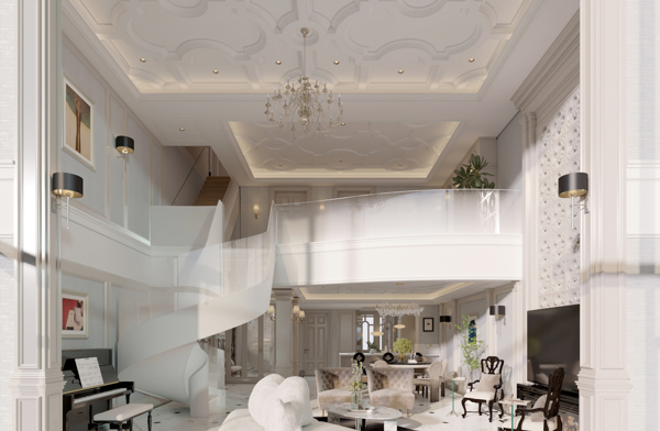 美式风格装修设计-青岛鲁信未央海景住宅效果图